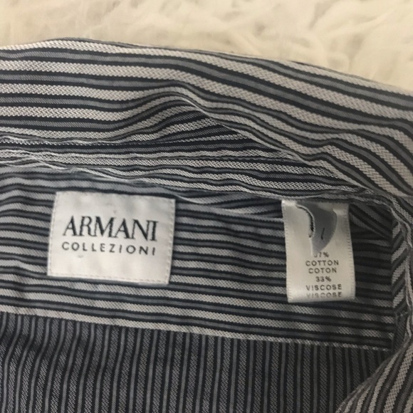 Armani Collezioni Gray striped bitten down shirt - Picture 3 of 3